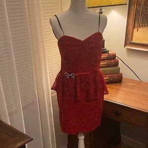 Elegant Red Lace Dress